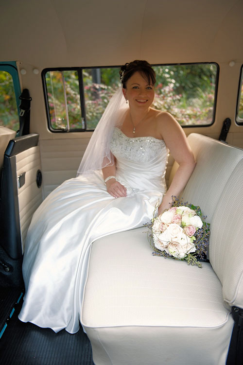 Sharleen in the wedding car